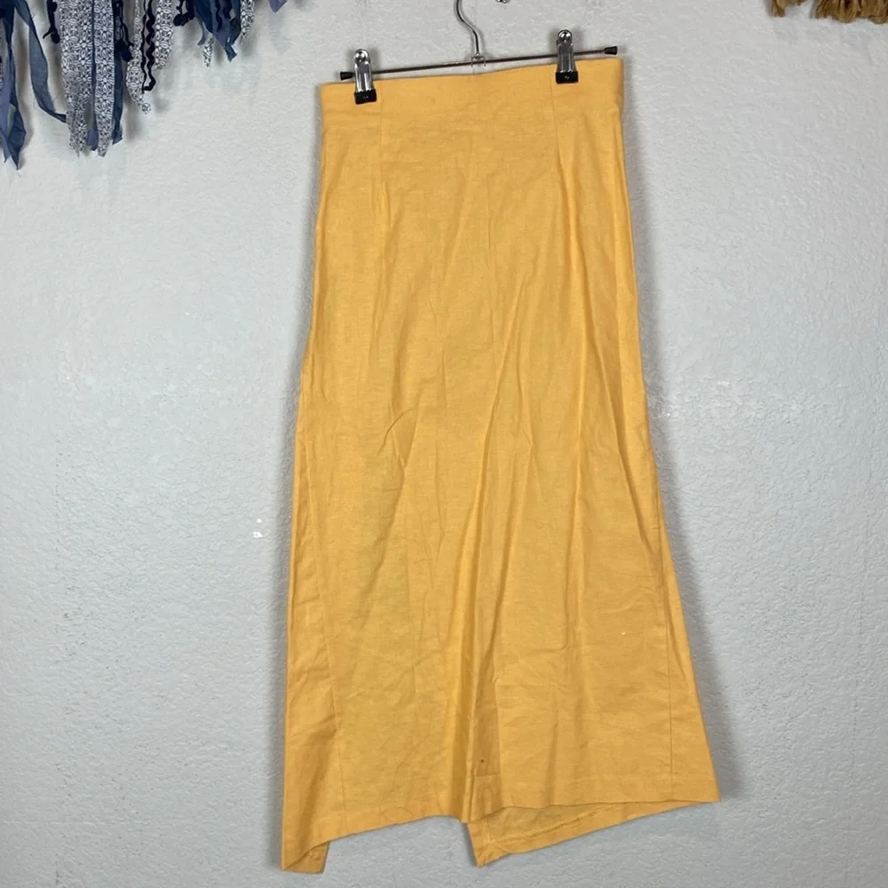 Zara yellow linen skirt